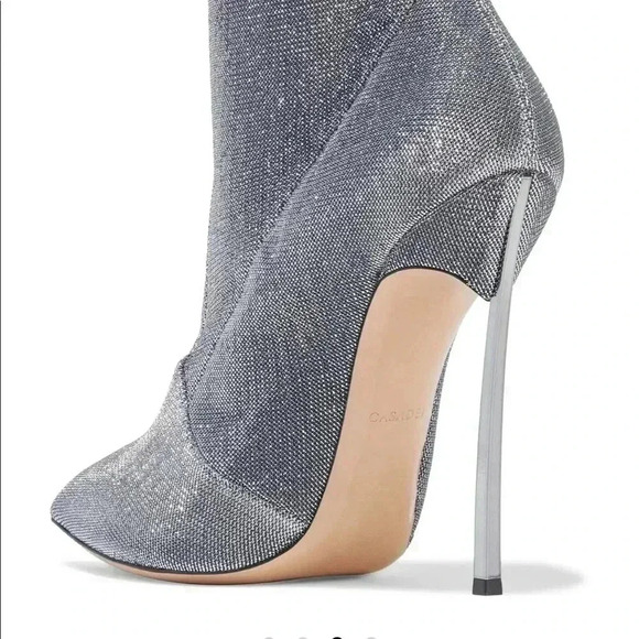 Casadei Sz 40 Silver metallic stretch sock heel boot - Picture 3 of 7
